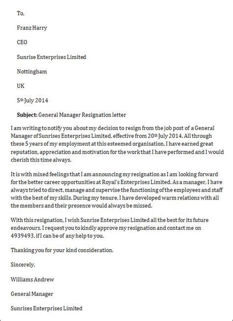 Sample Job Resignation Letter 14 Free Documents In Word Pdf