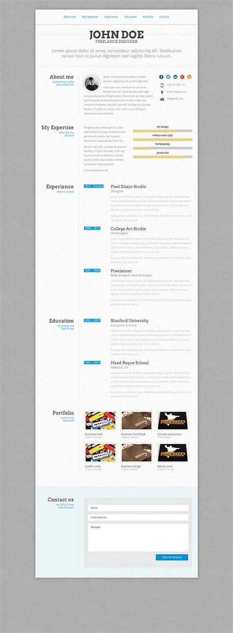 41 Html5 Resume Templates Free Samples Examples Format Download