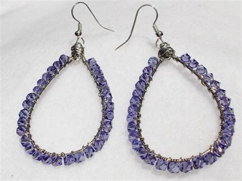 Wire Wrapped Crystal Earrings By Bluelicorice On Etsy Wire
