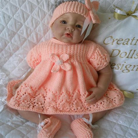 Baby Dolls Knitting Pattern Dress Set For Doll O Month Baby