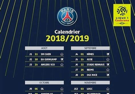 Les 38 journées, les 380 matches, tous les clubs, toutes les dates. Télécharger Calendrier PSG Ligue 1 2018-2019 18-19 pour Windows | Freeware
