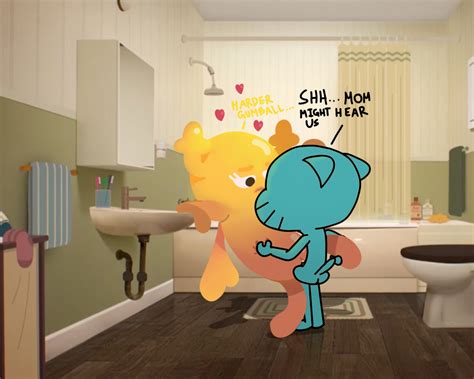 Rule 34 Anthro Bathroom Canon Couple Cartoon Network Faceless Male Gumball Watterson Penny