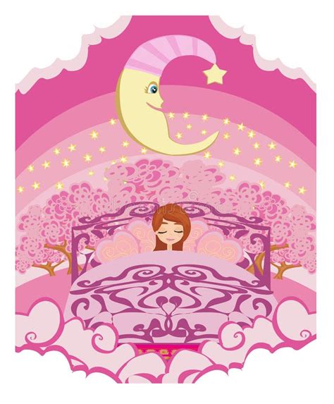 girl dreaming in bed stock vector illustration of light 119956925
