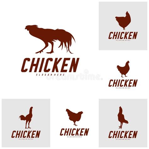 Set Of Chicken Logo Vector Illustration Icon Logo Chicken Bird Vector