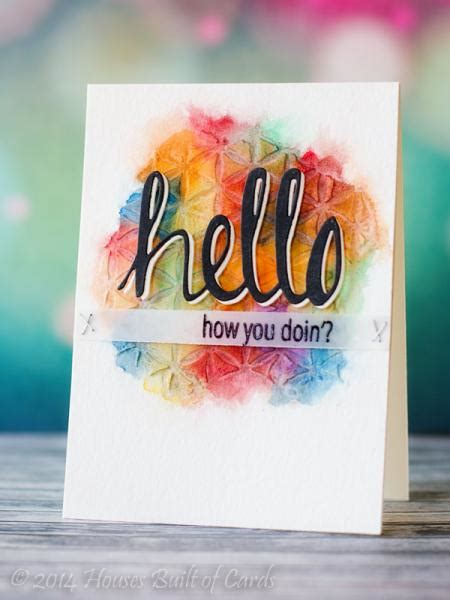 Stenciled Watercolor Hello By Housesbuiltofcards At Splitcoaststampers