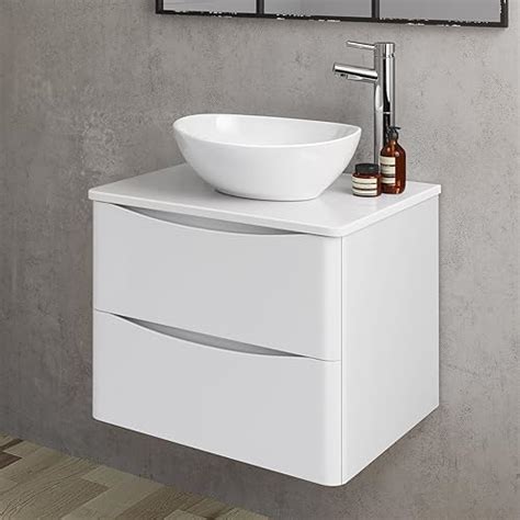 600mm Bathroom Furniture Countertop Vanity Unit And Camila Basin Gloss White Wall Hung Ibathuk