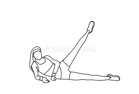 Silhouette Woman Exercising Girl Doodle Workout Training Female Fitness And Aerobic Concept