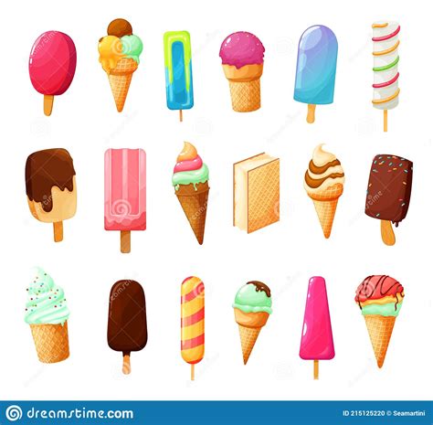 Ice Cream Icons Waffle Cones Chocolate Desserts Stock Vector Illustration Of Pink Candy