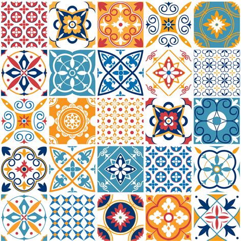 Portugal Seamless Pattern Vintage Mediterranean Ceramic Tile Texture