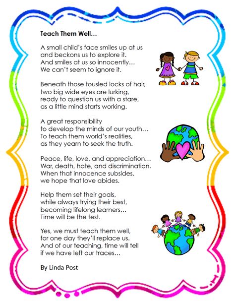 Learning Activities For Kids Free Teacher Appreciation Poem And K 1