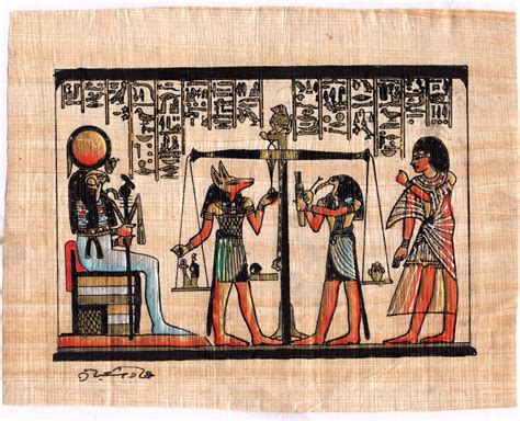 Egyptian Papyrus Weighing Of The Heart Painting Handmade Egypt Historical Art