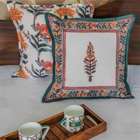 block print cotton cushion cover size 16 x 16 inch at rs 199 piece in jaipur
