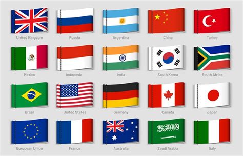 National Flags Fabric Tags G20 Countries Labels Official Country Fla