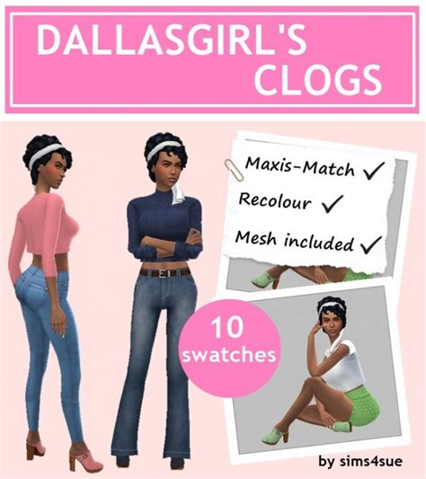Dallas Girls Clogs At Sims4sue Sims 4 Updates