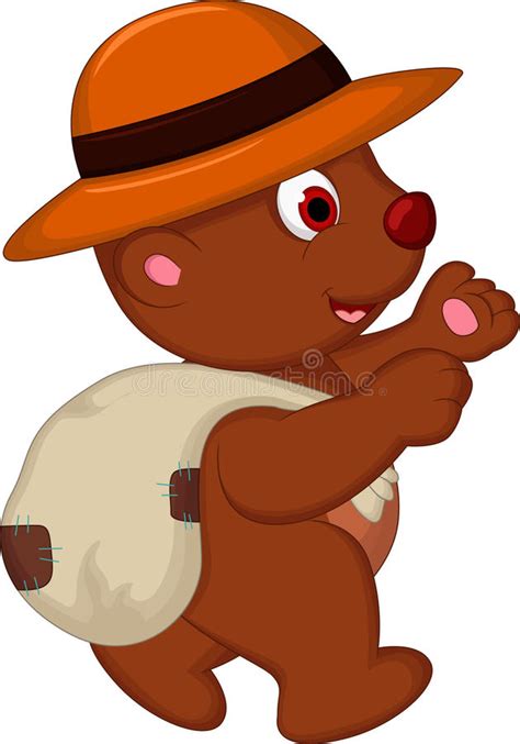 Cute Brown Bear Cartoon Walking Stock Illustration