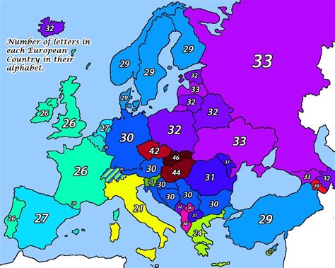 Number Of Letters In Each European Country In Maps On The Web