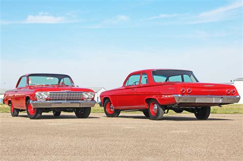 a pair of 409 powered 1962 chevys bel air and biscayne