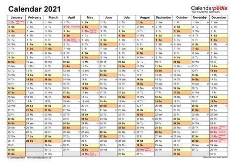 Free 2021 Yearly Calender Template Calendar 2021 Uk Free Printable