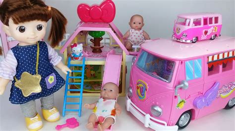 Baby Doll Camping Car And Food Toys Play House Story Toymong Tv 토이몽