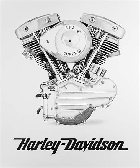 Shovelhead Harley Engine By Ursa Davis Harley Shovelhead Harley