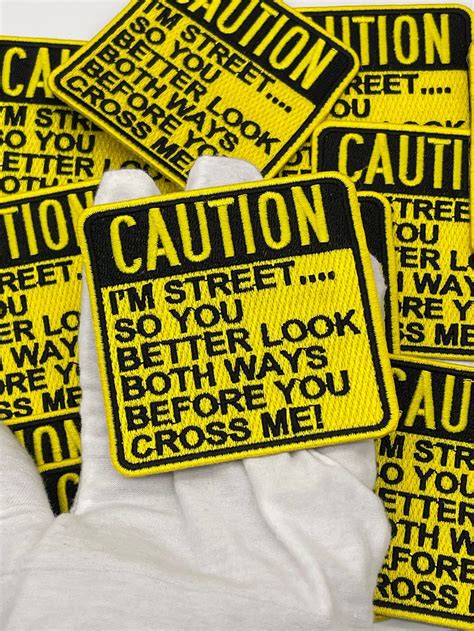 New Custom Patch 3 Caution Patch Dont Cross Me Patch Etsy Patches Jacket Diy Sew On Patches