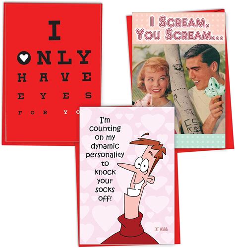 nobleworks assortment of 3 humorous valentine s day greeting cards w envelopes