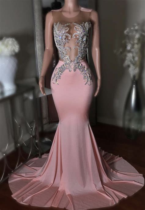 Pink Mermaid Beads Prom Dress Mermaid Evening Dress On Luulla