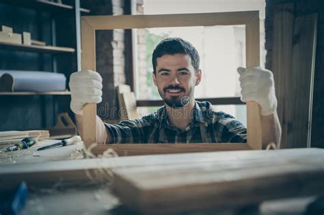 Young Craftsman Holding Equipment Frame Workshop Stock Photos Free