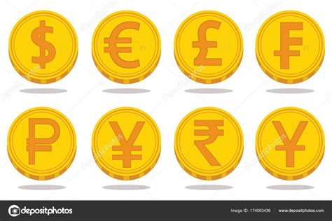 Collection Of Icons With Currency Symbols Vector Illustration Stock