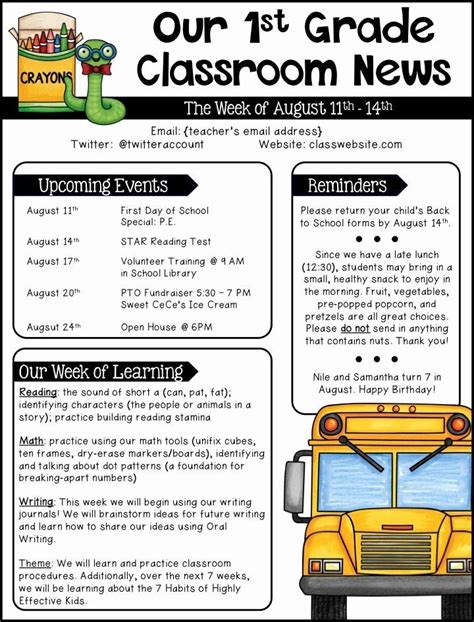 editable classroom newsletter template free printable templates