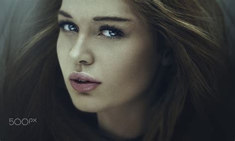 Women Face Lipstick Looking At Viewer Women Indoors Model Long