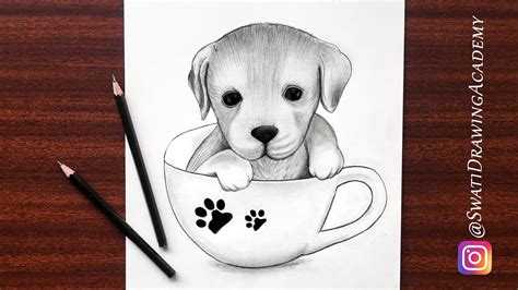How To Draw Cute Puppy In A Cup Cute Puppy In A Cup Youtube