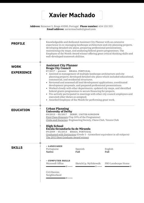 Planning to apply for a town planner position? Assistant City Planner Resume Example | Kickresume