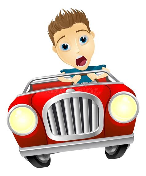Cartoon Man Driving Fast Car Stock Vector Illustration 31076318