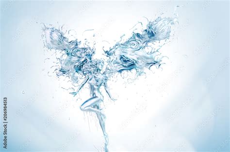 Splash Of Water In Form Of Woman Body Abstract Liquid Flying Girl For