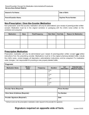 Fillable Online Draft Parent Guardian Medication Consent Form Fax Email