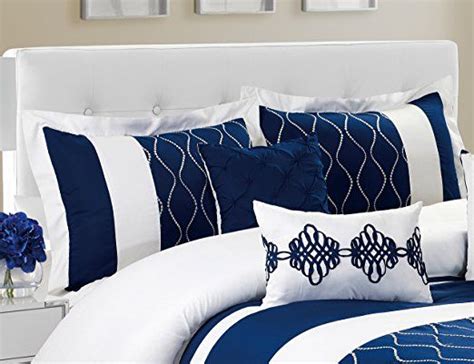 Bednlinens 7 Piece Malibu Wave Embroidery Comforter Set Queen King Cal