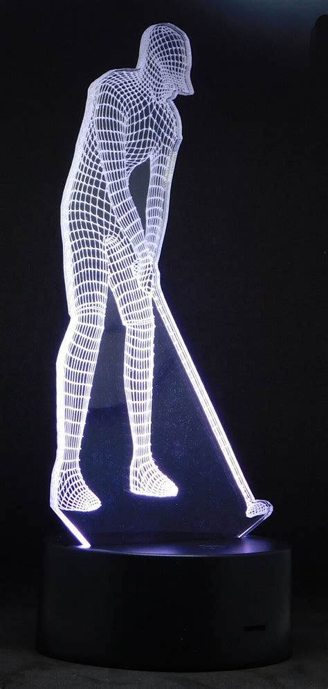 Golfer 3 D Optical Illusion Table Or Night Lamp Etsy