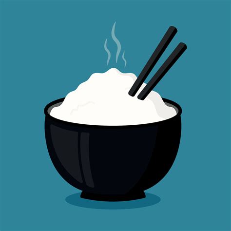 Rice In A Black Bowl Icon Clipart With Chopstick Food Animated Cartoon