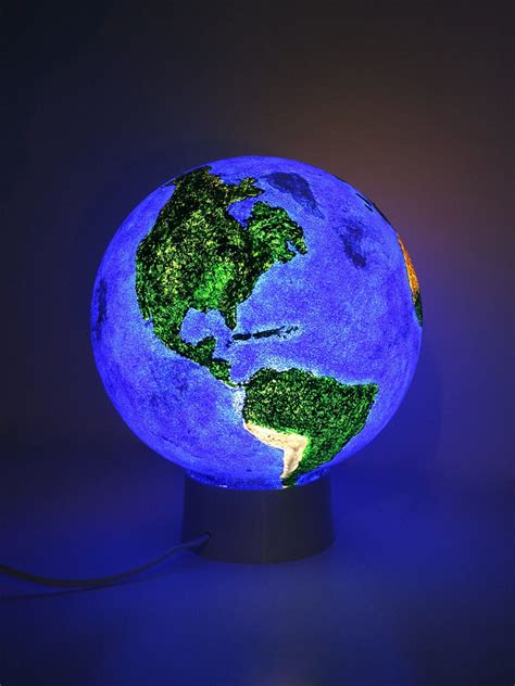 Globe Blue Planet Lamp Earth Night Light Bedside Lamp Etsy