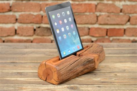 Oversize Driftwood Ipad Stand Wooden Docking Station Tablet