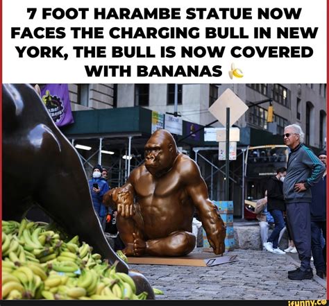 7 Foot Harambe Statue Now Faces The Charging Bull In New York The Bull