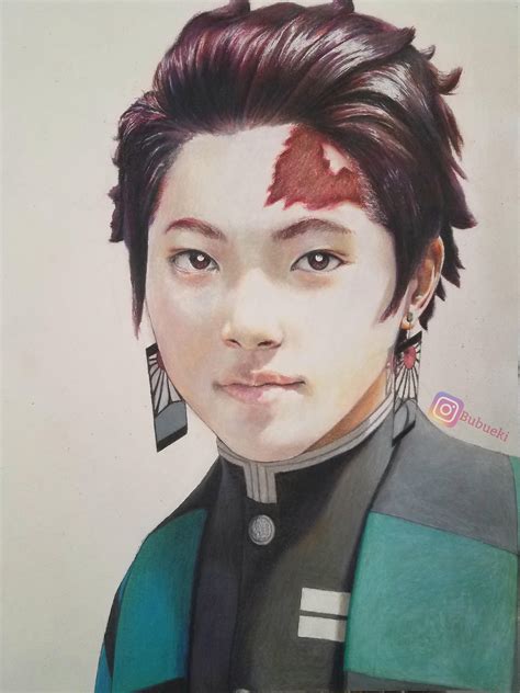 Tanjiro From Demon Slayer In Faber Castell Polychromos Colored Pencils