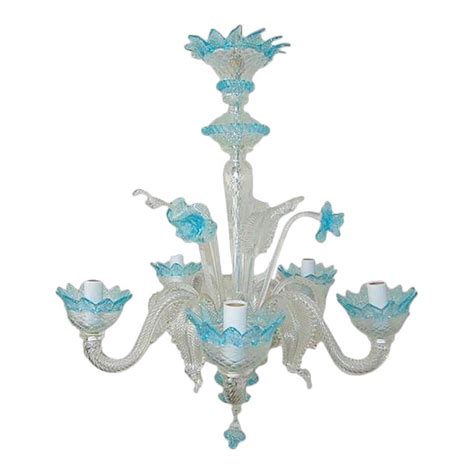 Vintage Murano Glass Chandelier Blue Chairish