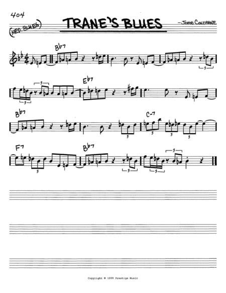 Tranes Blues By John Coltrane John Coltrane Digital Sheet Music For Real Book Melodychords