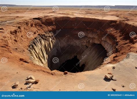 Sinkhole Forming In A Desert Area Stock Photo Image Of Generative