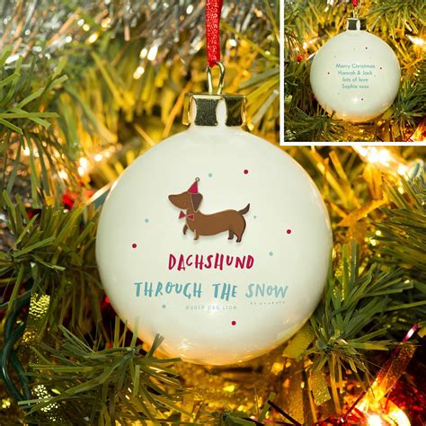 Personalised Hotchpotch Dachshund Through The Snow Bauble Love My Ts