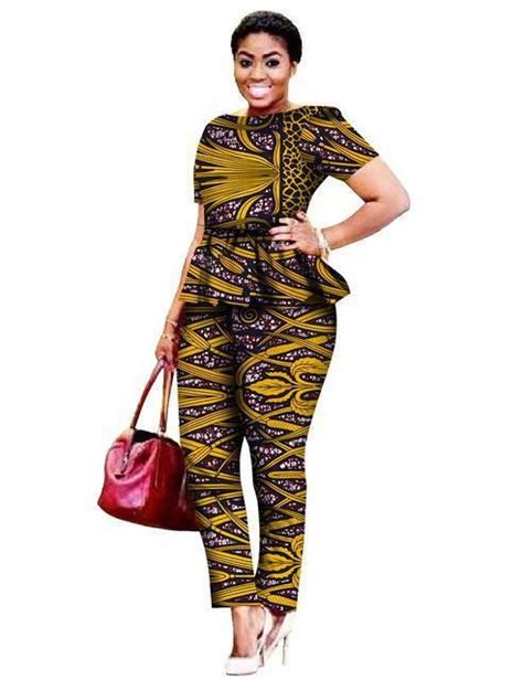 African Woman Two Piece Pants Set Suit Traditionalafricanfashion