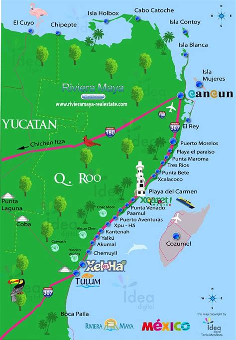 Riviera Maya Cancún México Mapa De Cancún Lugares Magicos De Mexico
