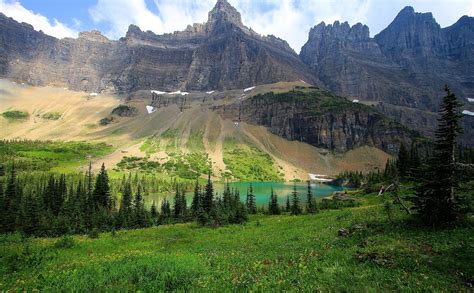 Nature Landscape Photography Mountains Lake Forest Grass Pine Trees